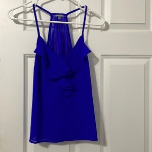 Bright blue charlotte rouse ruffle tank